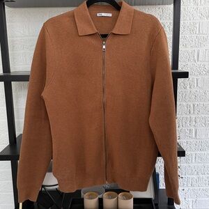 Zara Mens Knit Zip Jacket M